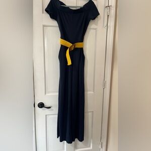 New York & Company Gold Sheath Maxi Jumpsuit